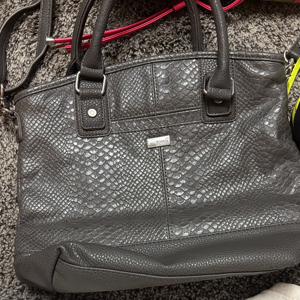 Jewell Charcoal Textured Crossbody Tote